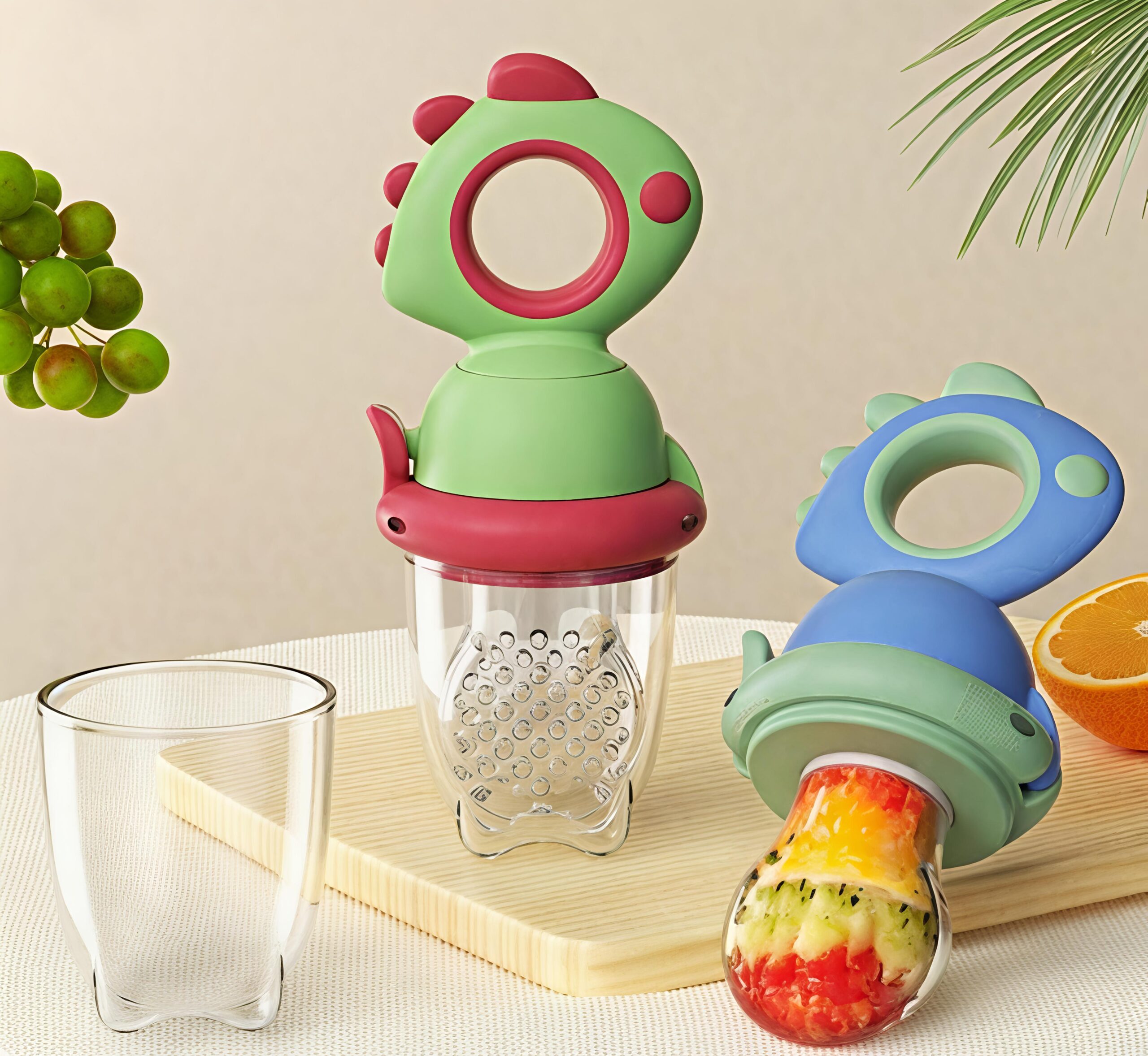 Dinosaur Design Silicone Baby Teething Pacifier Baby Products Teething Nipple for Infant Fruit Feeder Bite Pouch