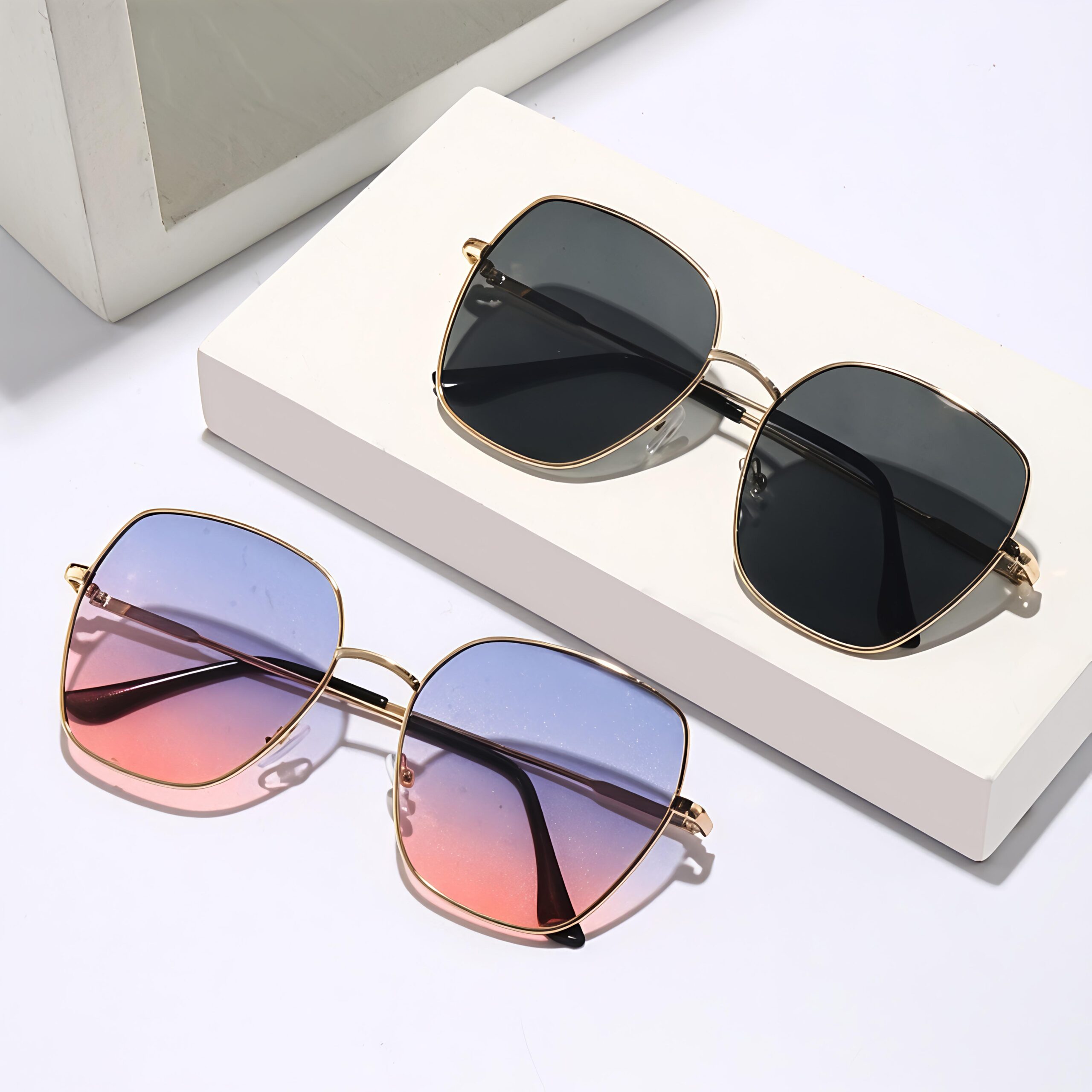 Fashion Dressing UV400 Vintage Retro Thin Shadow Sun Glasses Fashion Polarized Street Metal Frame Sunglasses