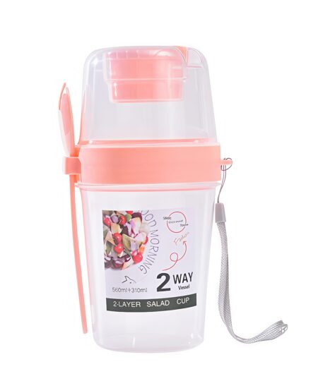 Portable Breakfast 27oz Oats Container Double-Layer Breakfast Cup Salad Shaker Cup for Travel Office Outdoors Cup