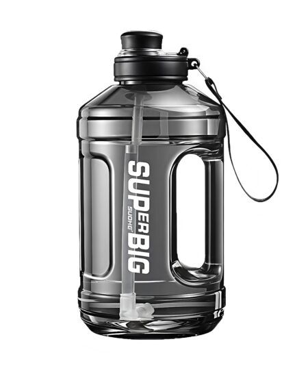 Portable Big Wide Mouth Plastic Water Bottle PP Sports Water Bottle with Straw for for Sports and Fitness Training