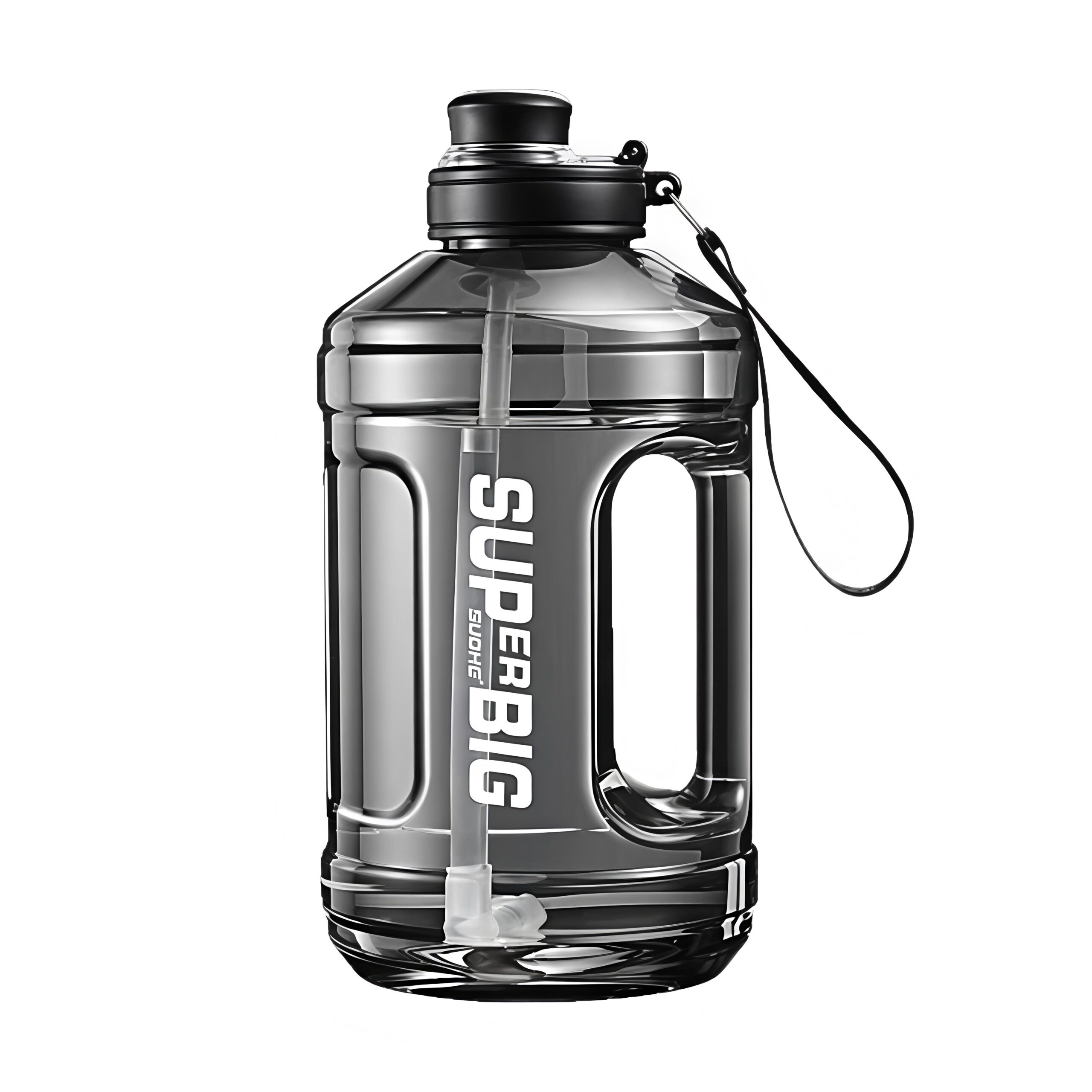 Portable Big Wide Mouth Plastic Water Bottle PP Sports Water Bottle with Straw for for Sports and Fitness Training