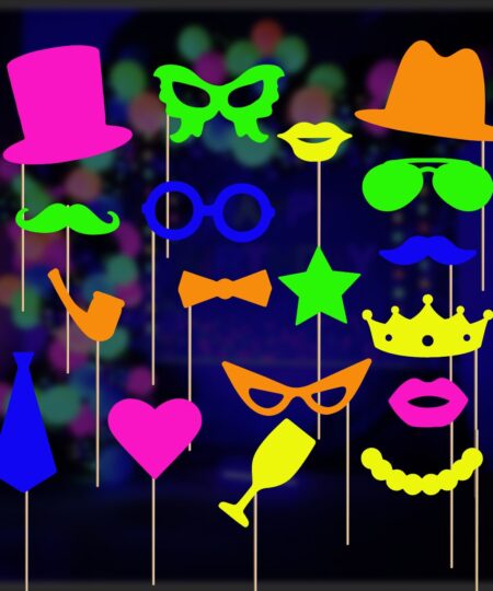 Fully Assembled Fun Photo Shoot Accessories Creative 17pcs Glow Handheld Neon Party Photo Props for Birthday Wedding