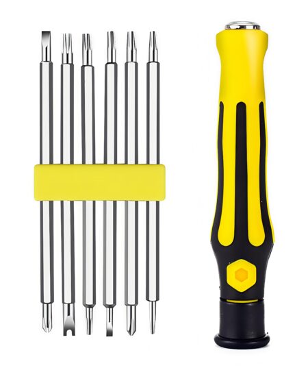 Portable Multi-Purpose Screwdriver 6-in-1 Manual Multi-bit Mini Screwdriver Tool Set for Electrician Repair Multitool
