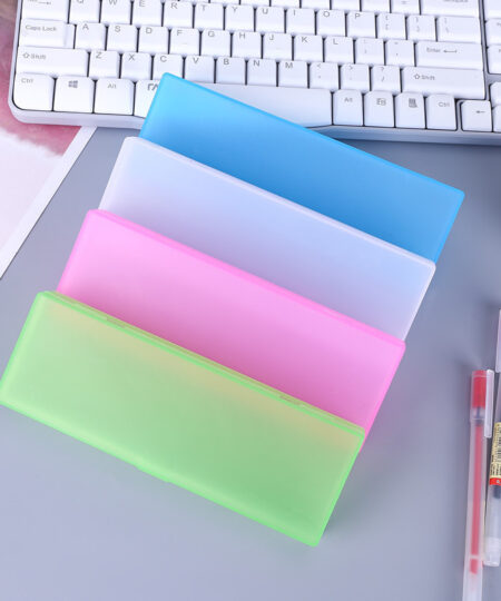 Single Layer Plastic Pencil Stationery Case  Multicolor Plastic Storage Box with Hinged Lid for Office
