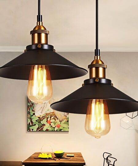 Metal Cone Shade Adjustable Hanging Ceiling Lamp Industrial Retro Iron Vintage Pendant Light for Restaurant Bar Balcony