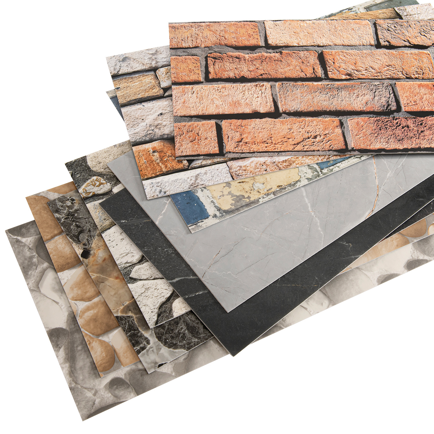 Waterproof PVC Marble Brick Floor Sticker DIY Self-adhesive 3D Wallpaper for Aesthetic Wall Decor