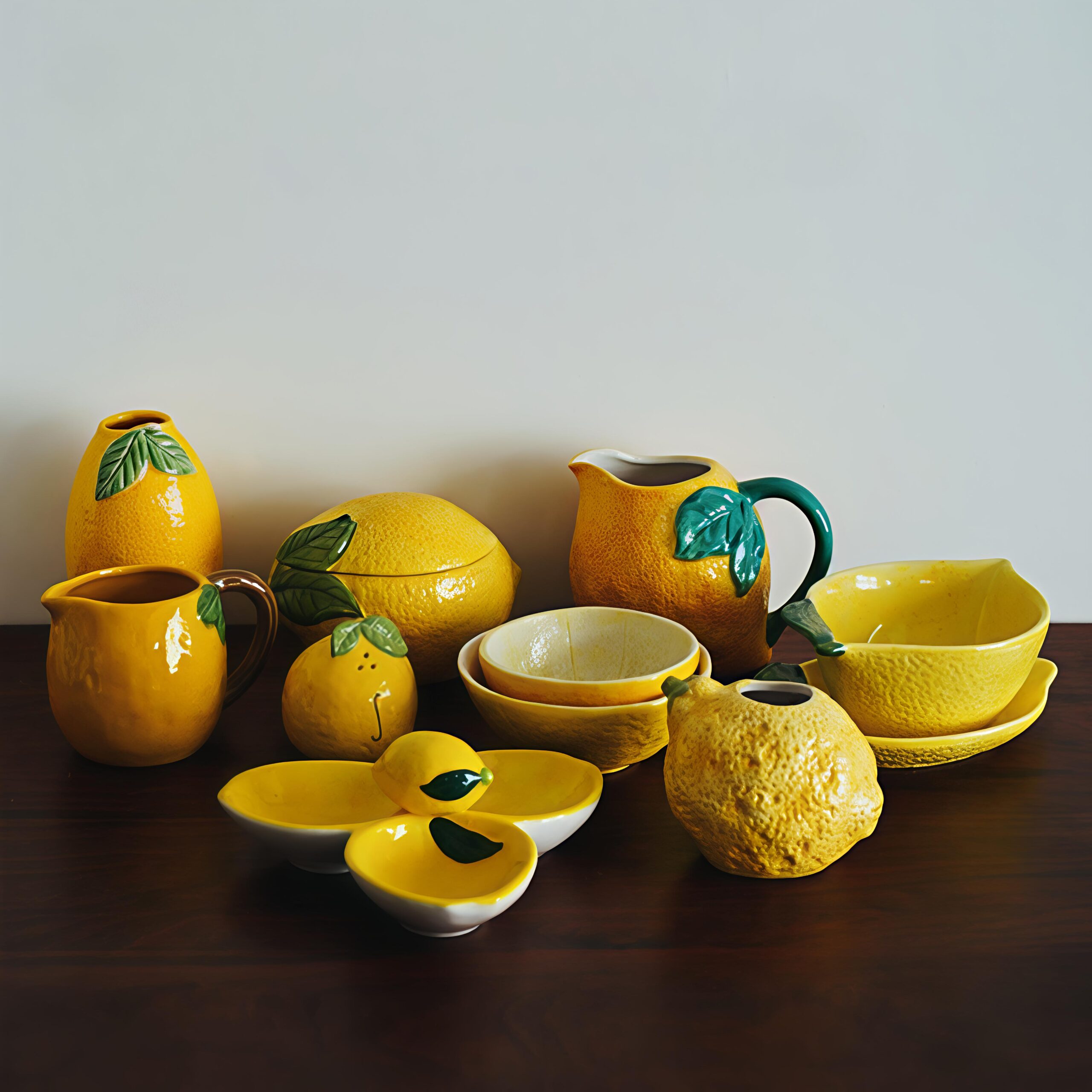 Lemon Shape Cute Handpainted Stoneware Pitcher Homewares Creative Fruit Cute Ceramic Dishwasher Set