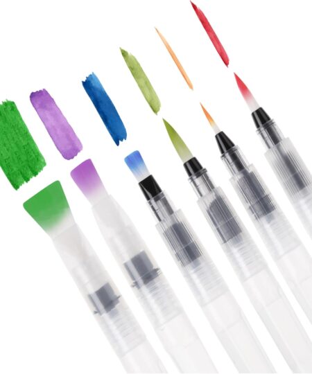 Refillable Watercolor Brushes Set Plastic 6 pcs Watercolor Brush Pens for Watercolor Painting