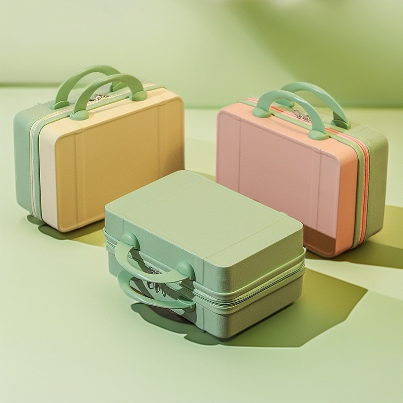 Portable Candy Zipper Travel 14 Inch Makeup Train Case Cosmetic Box Travel Suitcase for Hand Luggage Organizer