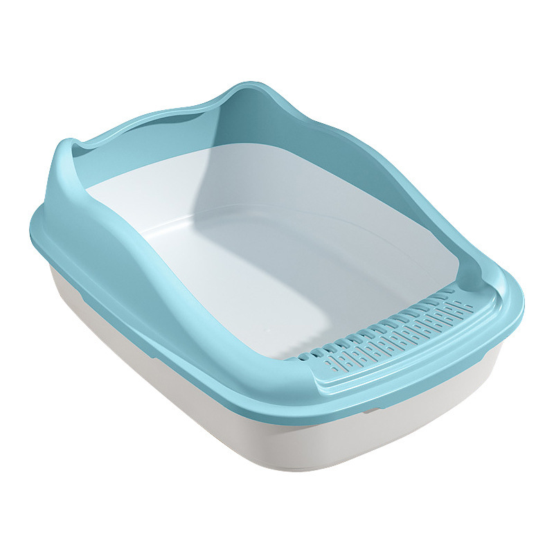 Easy Clean Anti-Splashing Open Top Cat Litter Catbox Anti-Splash Plastic Cat Litter for Pet Toilet Supplies