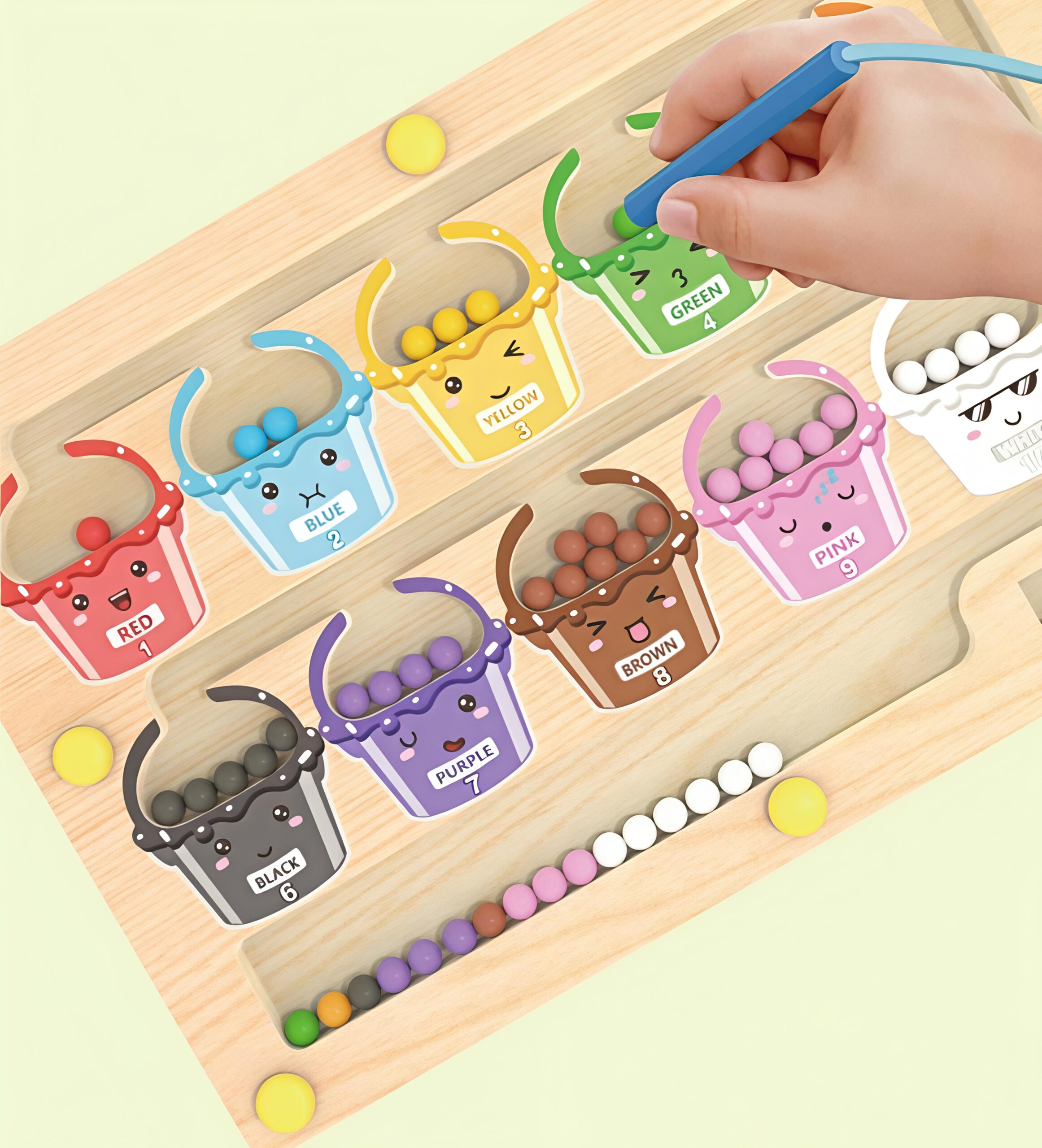 Montessori Colorful Magnetic Color and Number Puzzle Educational Wood Maze Game Maze for Toddler Educational Toys