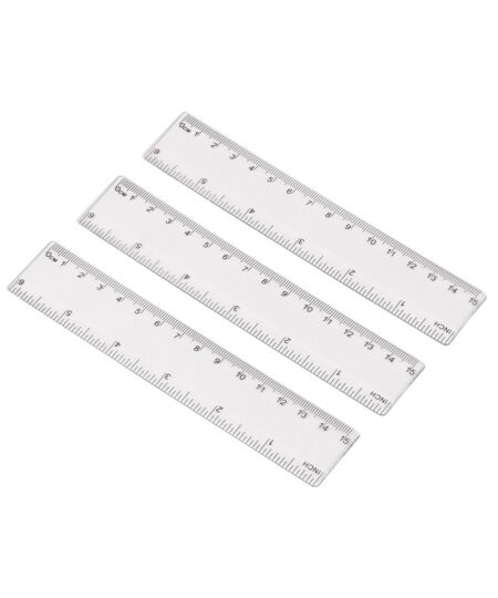 Clear Acrylic Ruler 15cm Plastic Straight Transparent Measuring Ruler with Inches and Metric Measuring for Student