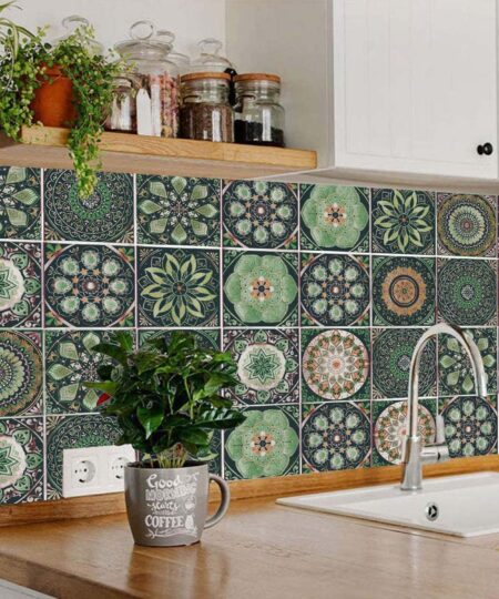 PVC Waterproof Vintage Moroccan Bohemian Tile Stickers DlY Peel and Stick Tile Stickers for Home Decor